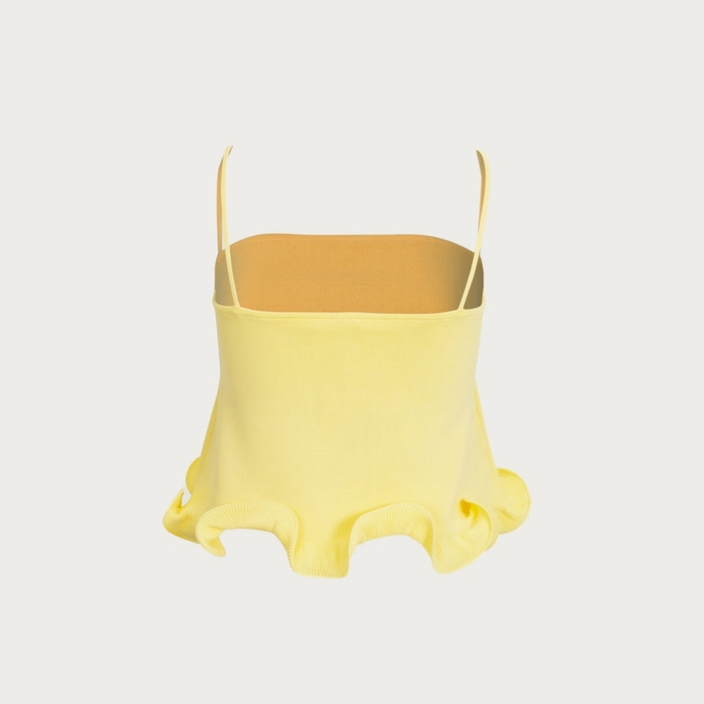 SAME Ruffle Hem Crop Top (Butter Yellow, Size XS) - Picture 2 of 6